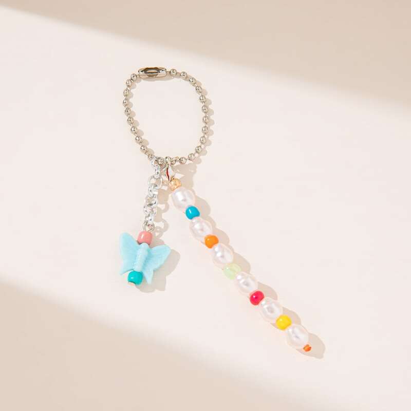 

Butterfly & Beaded Bag Charm, Multicolor