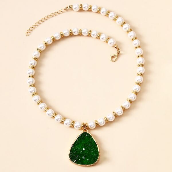 

Faux Pearl Beaded Necklace, Multicolor