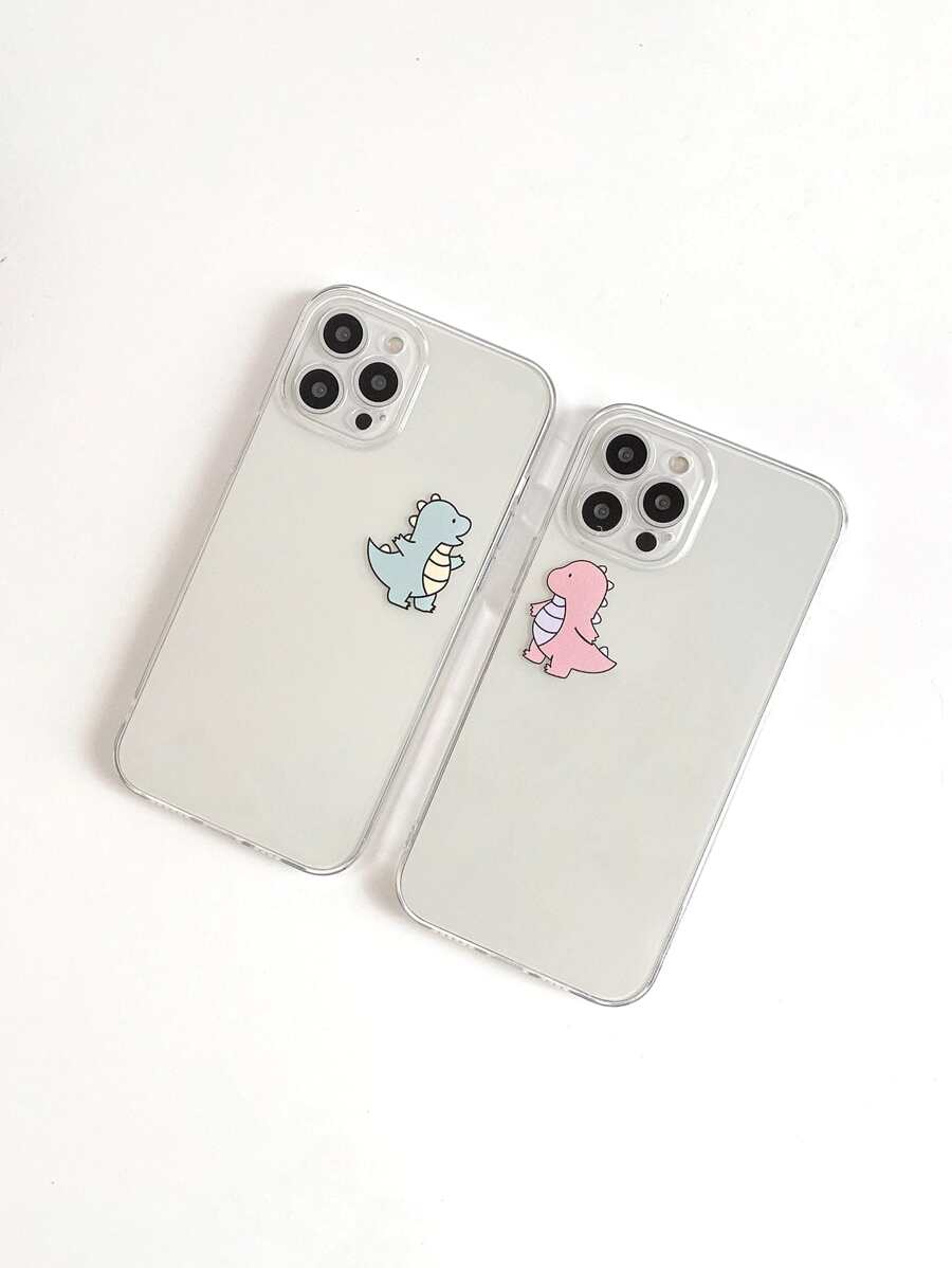 2 piezas Fundas de teléfono transparentes, Fundas de teléfono con dinosaurios, Fundas de teléfono para parejas, Compatibles con , Funda de teléfono, Funda compatible con iPhone 17 Pro Max, Cubiertas, Funda de teléfono linda, Compatible con funda 13, Compatible con funda 15, Compatible con funda 16 Pro Max, Compatible con funda 16, Compatible con funda 14, Compatible con funda 15, Compatible con funda 16 Plus, Adecuado como regalo de cumpleaños, novia, novio o para uso personal - transparente - Ver 1