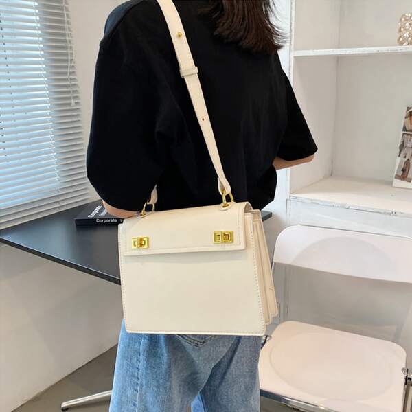 

Minimalist Flat Crossbody Bag, White