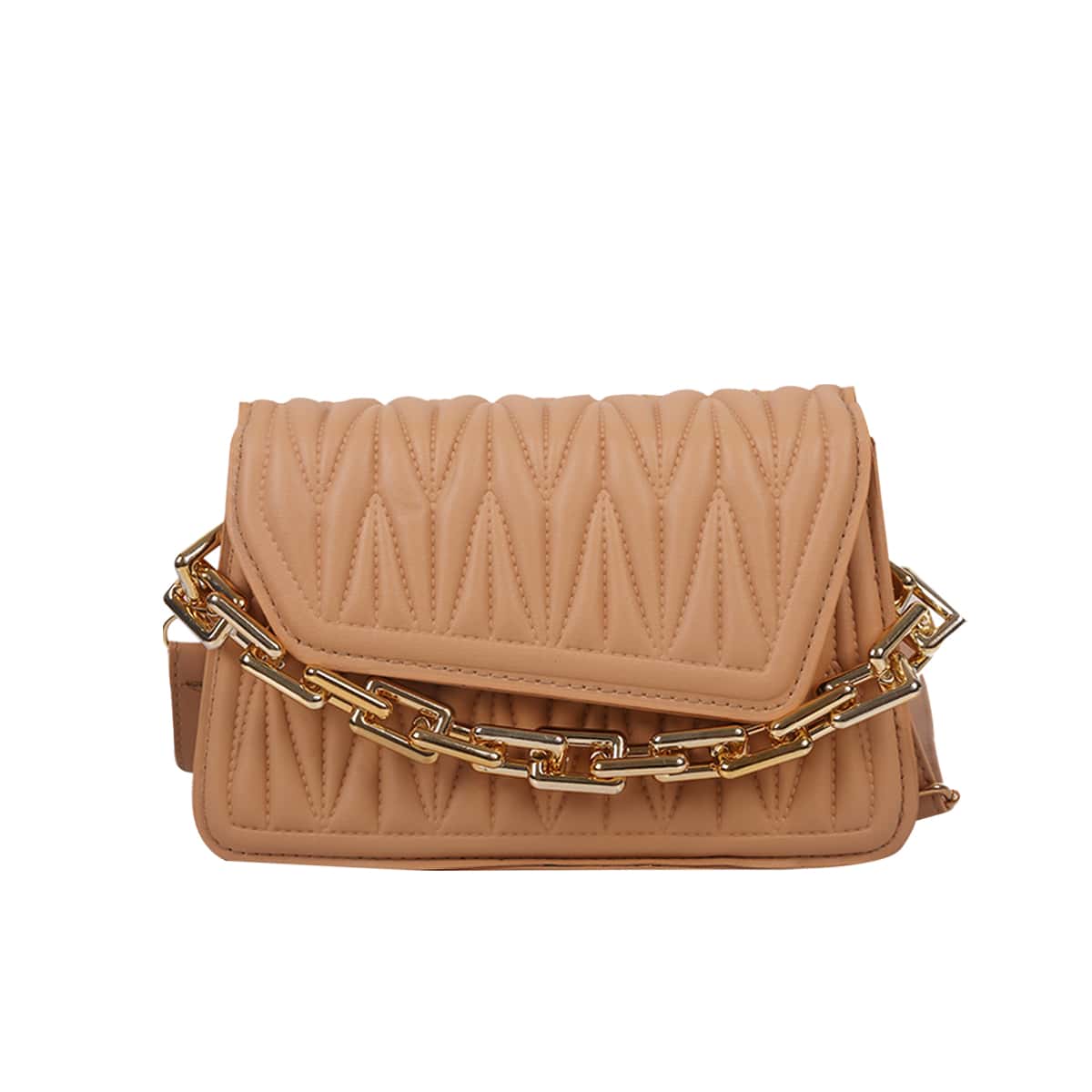

Quilted Chain Crossbody Bag, Khaki