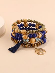 4入組串珠手鏈 - 寶藍色 - 查看 1