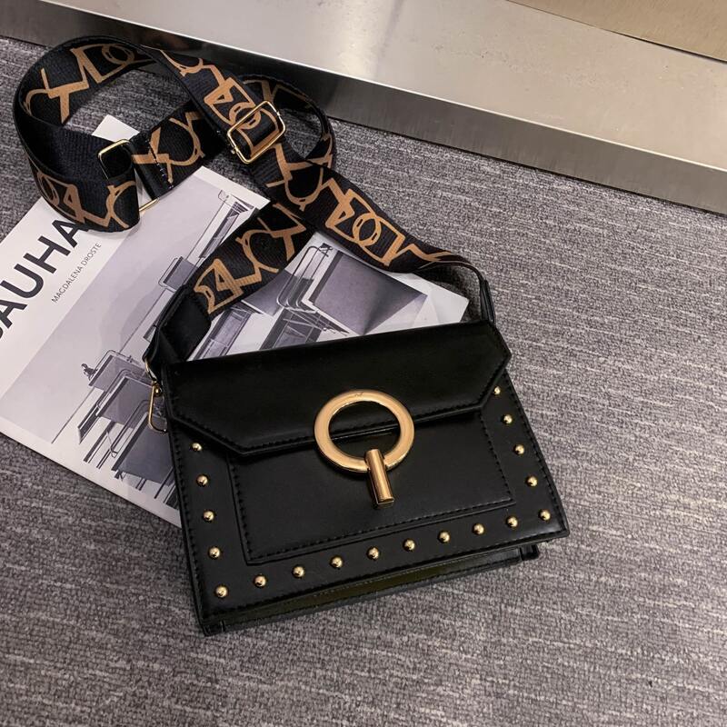 

Studded Buckle Crossbody Bag, Black