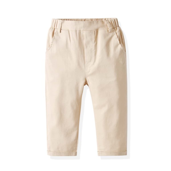 

Toddler Boys Solid Elastic Waist Pants, Khaki