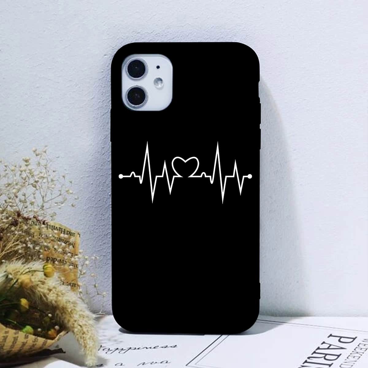 

Heart Pattern Phone Case, Black