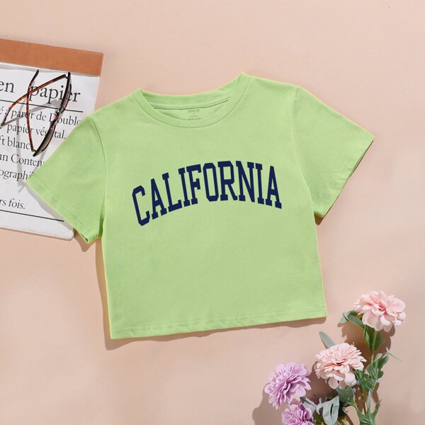 

Solid Letter Graphic Tee, Lime green