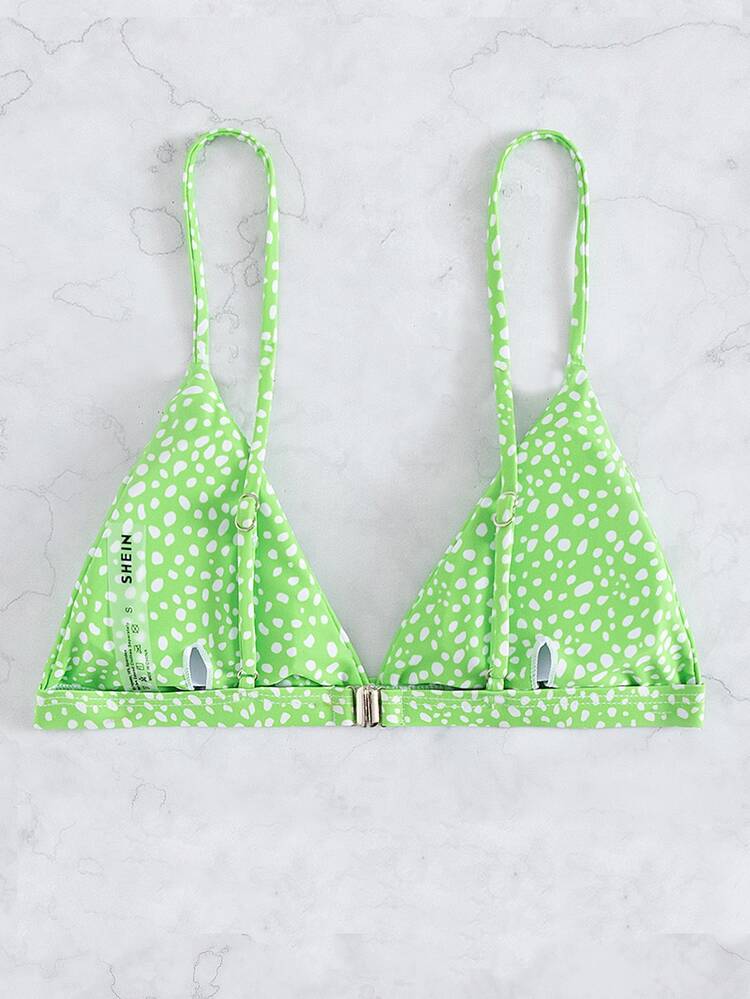 Dalmatian Triangle Bikini Top, For Summer Beach Vacation - Lime Green - View 2
