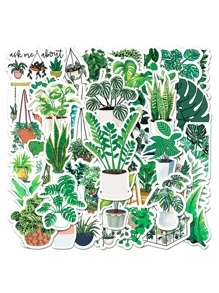 50入組植物印花貼紙 - 彩色 - 查看 1