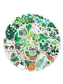 50入組植物印花貼紙 - 彩色 - 查看 2