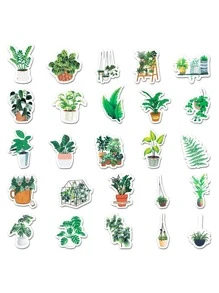 50入組植物印花貼紙 - 彩色 - 查看 3