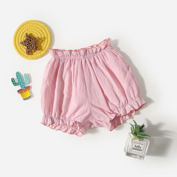 

Toddler Girls Solid Frill Trim Shorts, Pink