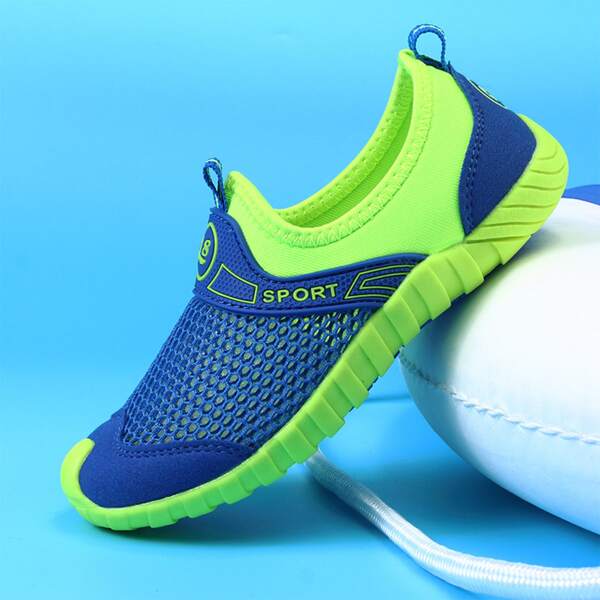 

Boys Letter Graphic Slip On Mesh Sneakers, Royal blue