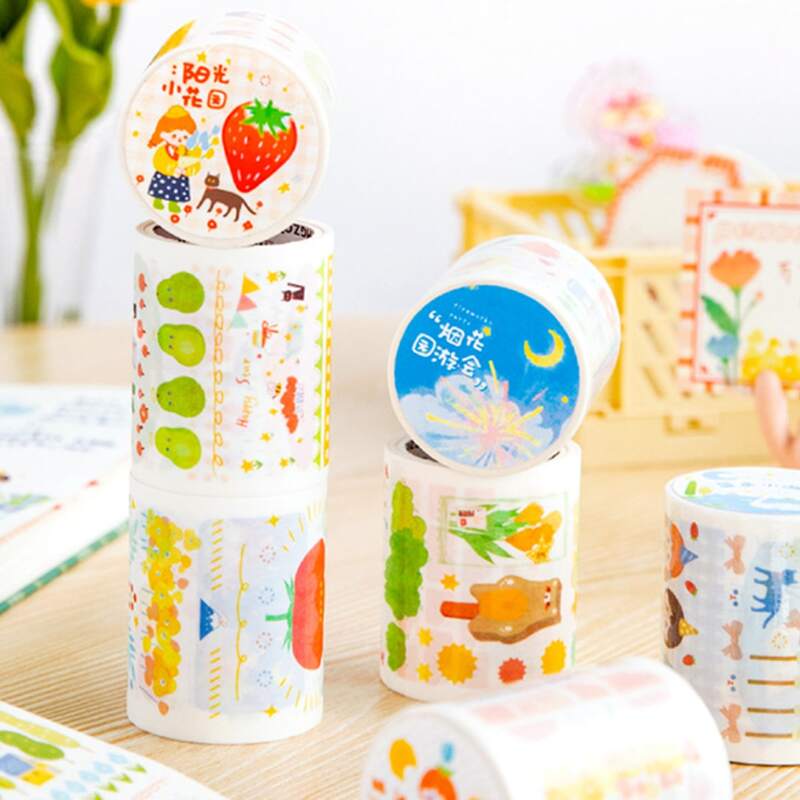 

1roll Cartoon Graphic Random Washi Tape, Multicolor
