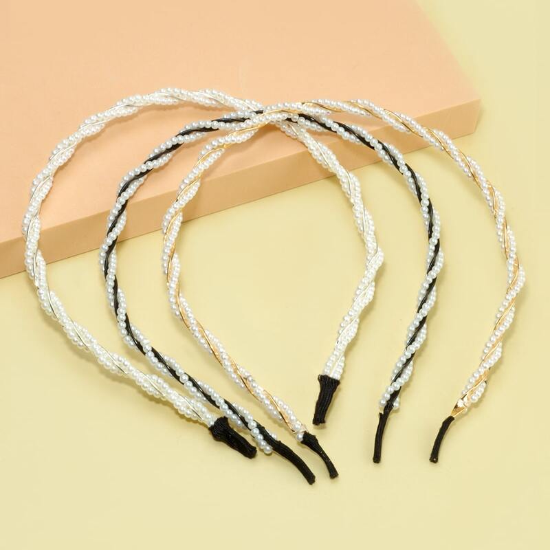 

3pcs Faux Pearl Headband, Multicolor