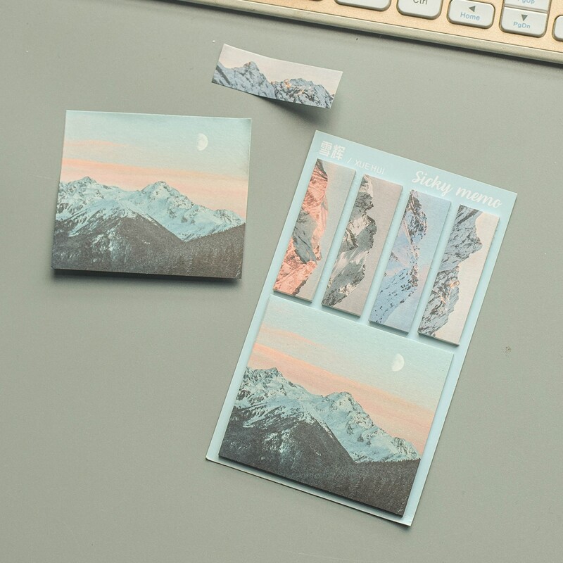 

1pc Mountain Print Sticky Note, Multicolor