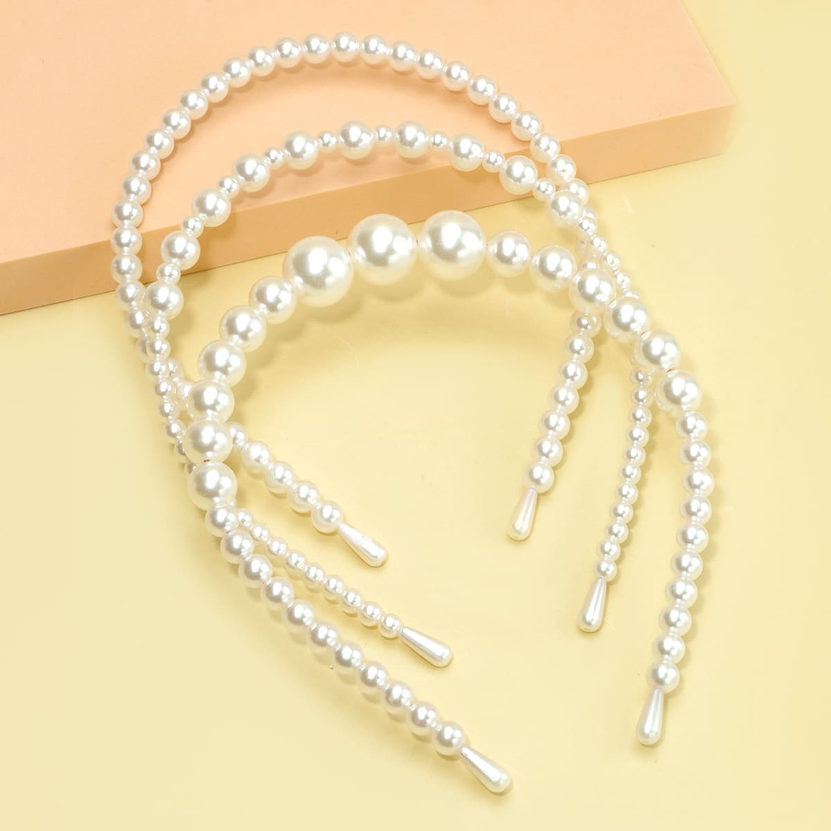 

3pcs Faux Pearl Decor Headband, White