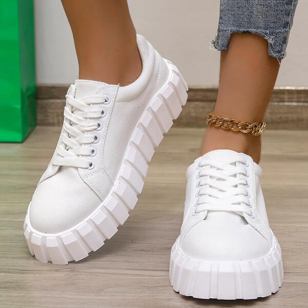

Minimalist Lace-up Front Skate Shoes, White