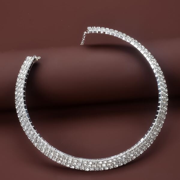 

Rhinestone Decor Necklace, Silver
