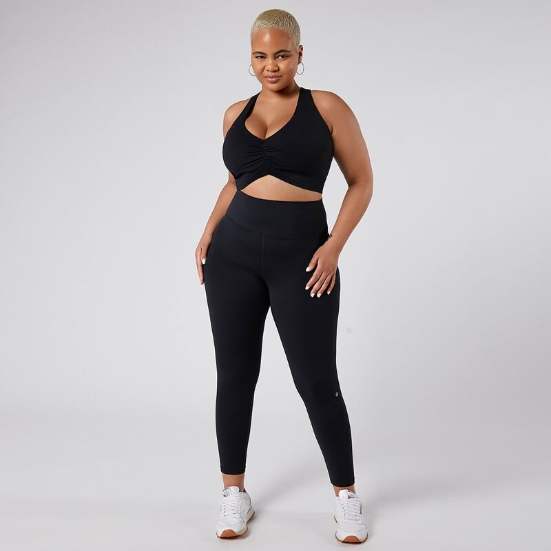 

Wide Waistband Solid Sports Leggings, Black