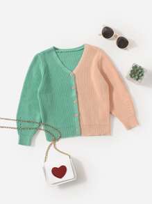 Niñitas Cárdigan de dos tonos tejido de canalé - Multicolor - Ver 1