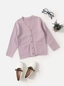小女童素色前排扣開襟衫 - 紫丁香色 - 查看 1