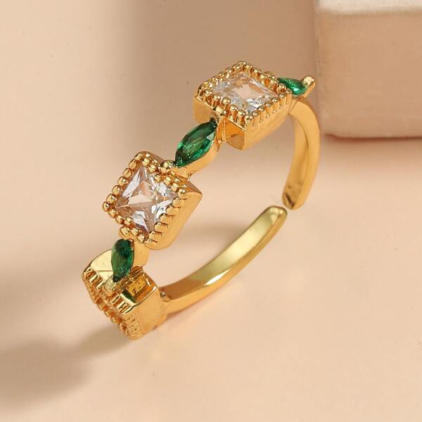 

18K Gold Plated Geometric Zircon Decor Ring