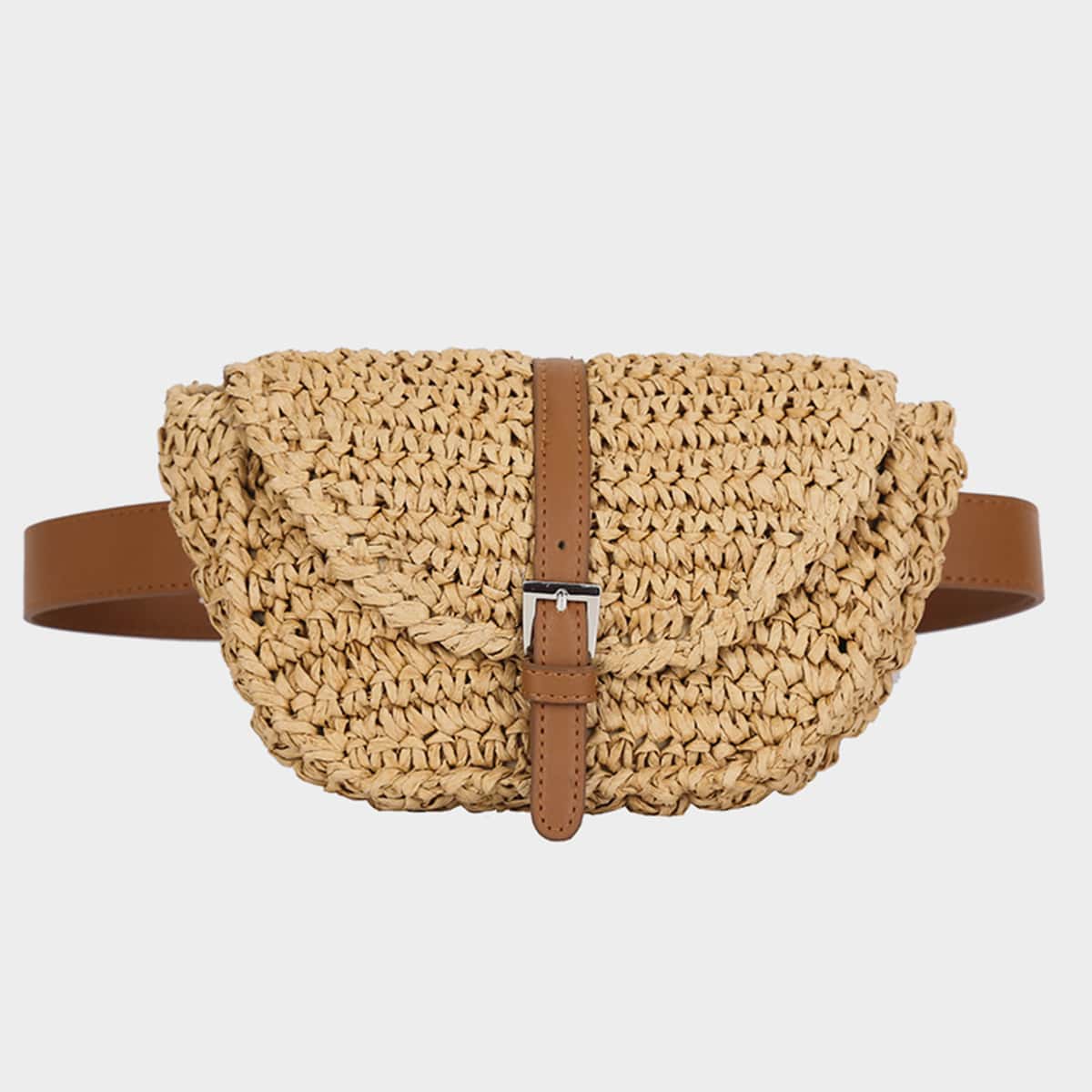 

Straw Fanny Pack, Khaki