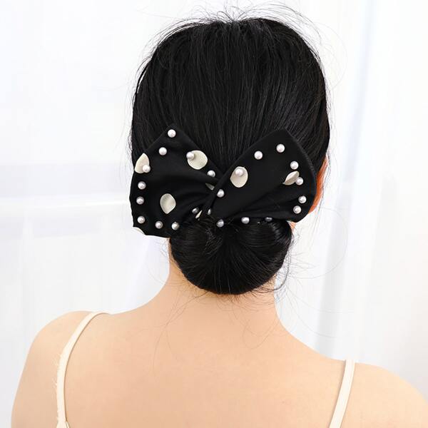 

Faux Pearl Decor Hair Tie, Black