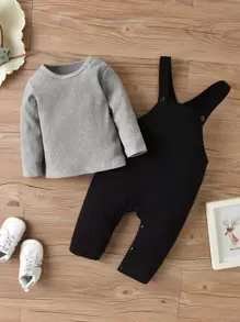 Đứa bé trai Đồ đan Ribbed Áo & Pinafore Jumpsuit - Nhiều màu - Xem 1
