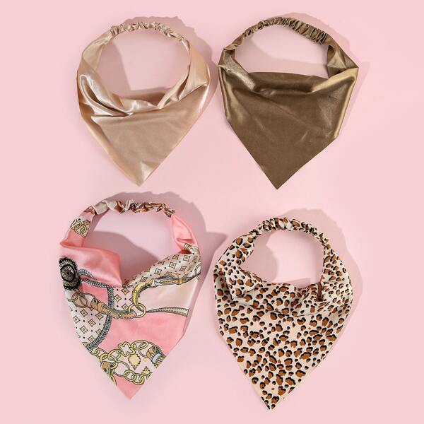 

4pcs Girls Leopard Print Hair Band, Multicolor