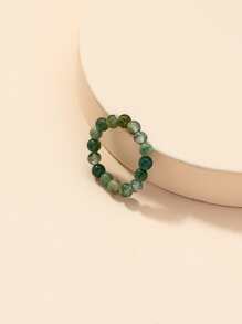 1pc Random Beaded Stone Ring - Green - View 3