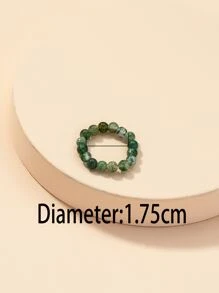 1pc Random Beaded Stone Ring - Green - View 4