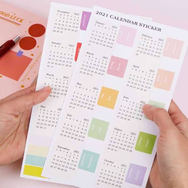 

2sheets Random 2021 Calendar Sticker, Multicolor