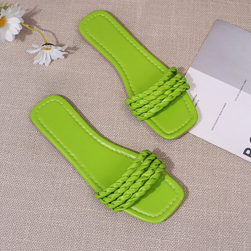 

Braided Slide Sandals, Green