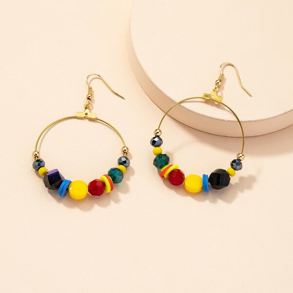 

Beaded Round Drop Earrings, Multicolor