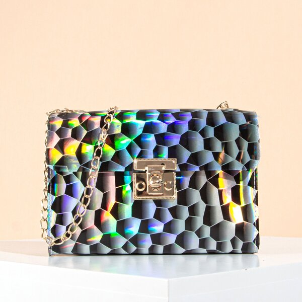

Holographic Chain Crossbody Bag, Multicolor