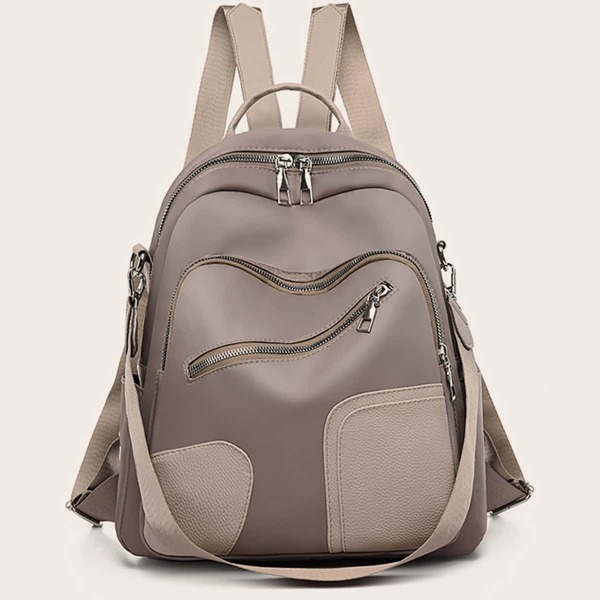 

Colorblock Pattern Backpack, Grey