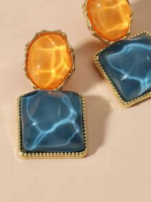 Bông tai hình học thả - Màu xanh lam - Xem 4