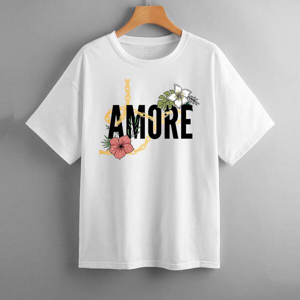 

Chain & Letter Graphic Tee, White