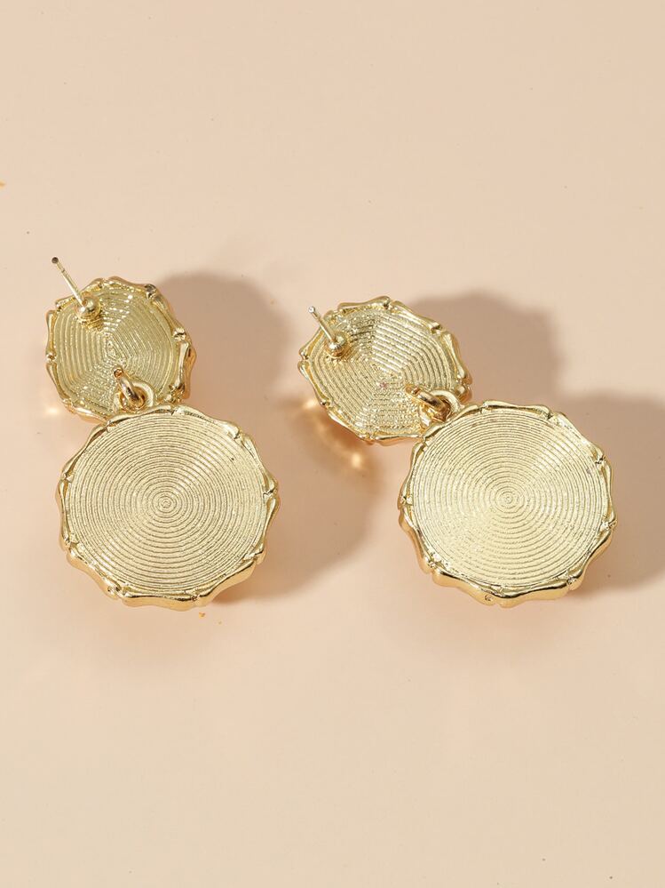 Round Drop Earrings - Beige - View 2
