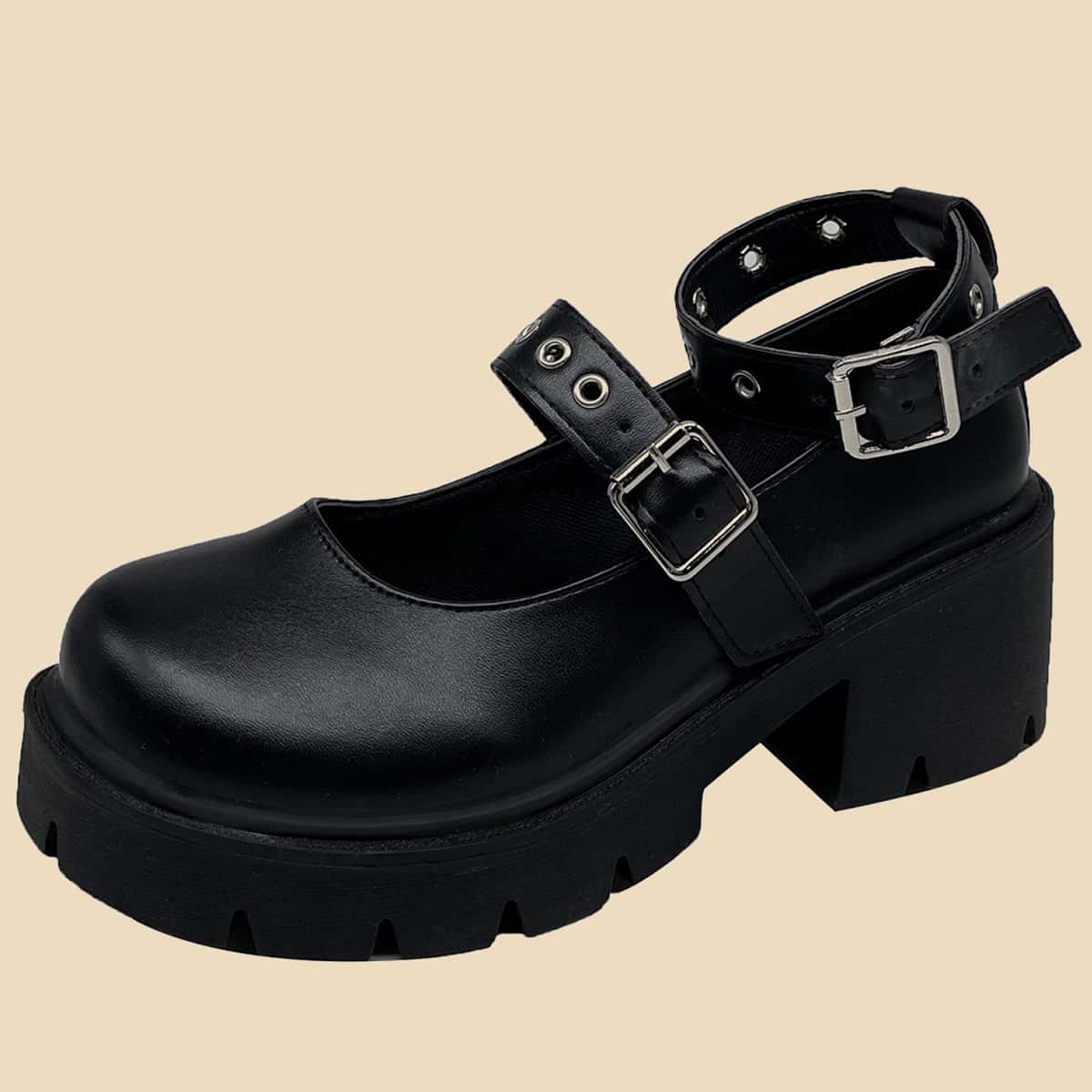 

Ankle Buckle Wedge Sandals, Black