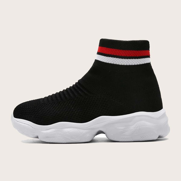 

Boys Striped Pattern Knit Sneakers, Black