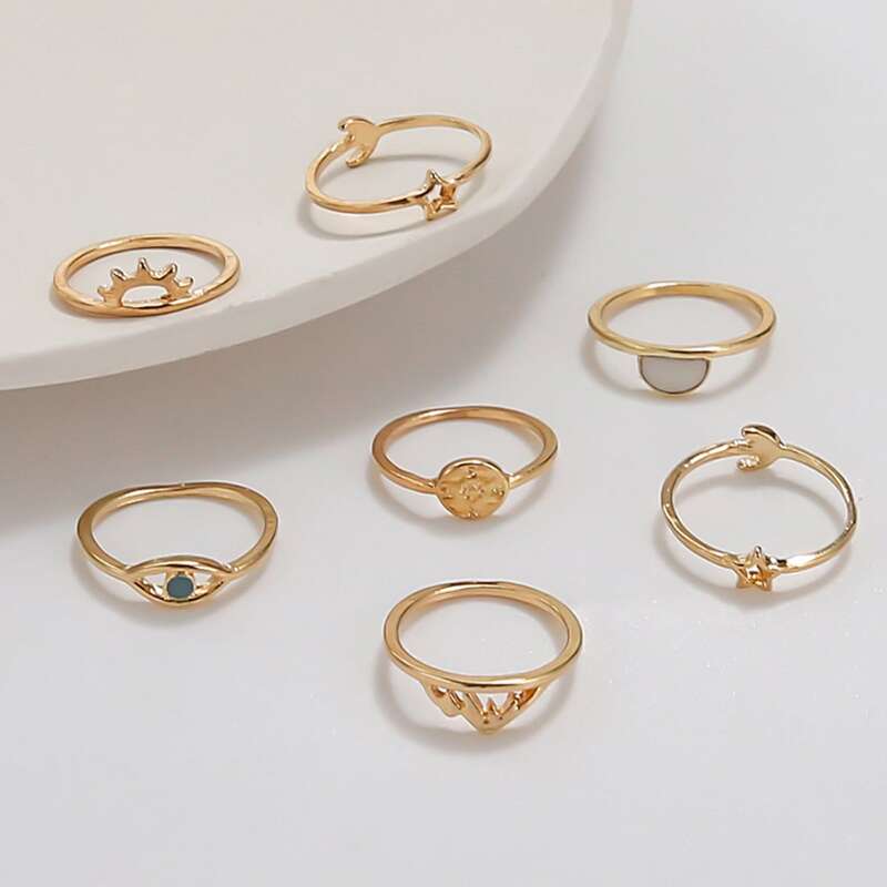 

6pcs Eye Decor Ring, Gold