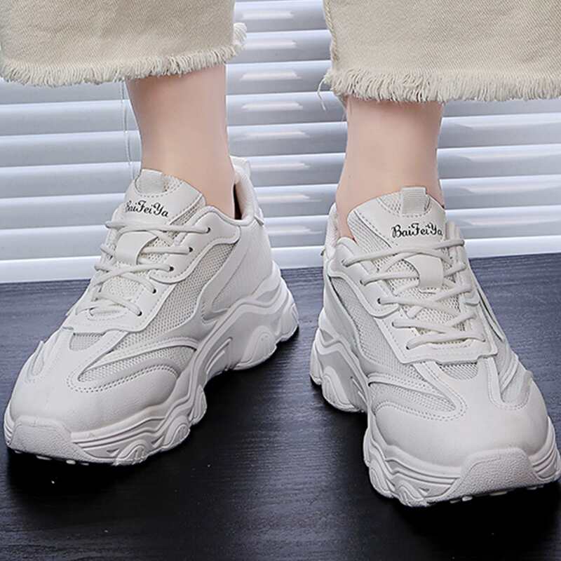 

Lace Up Front Chunky Sneakers, White