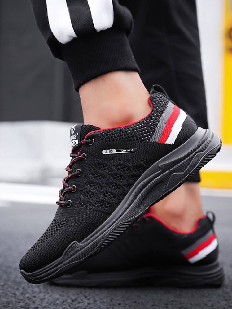Men Lace up Front Knit Running Shoes SHEIN USA