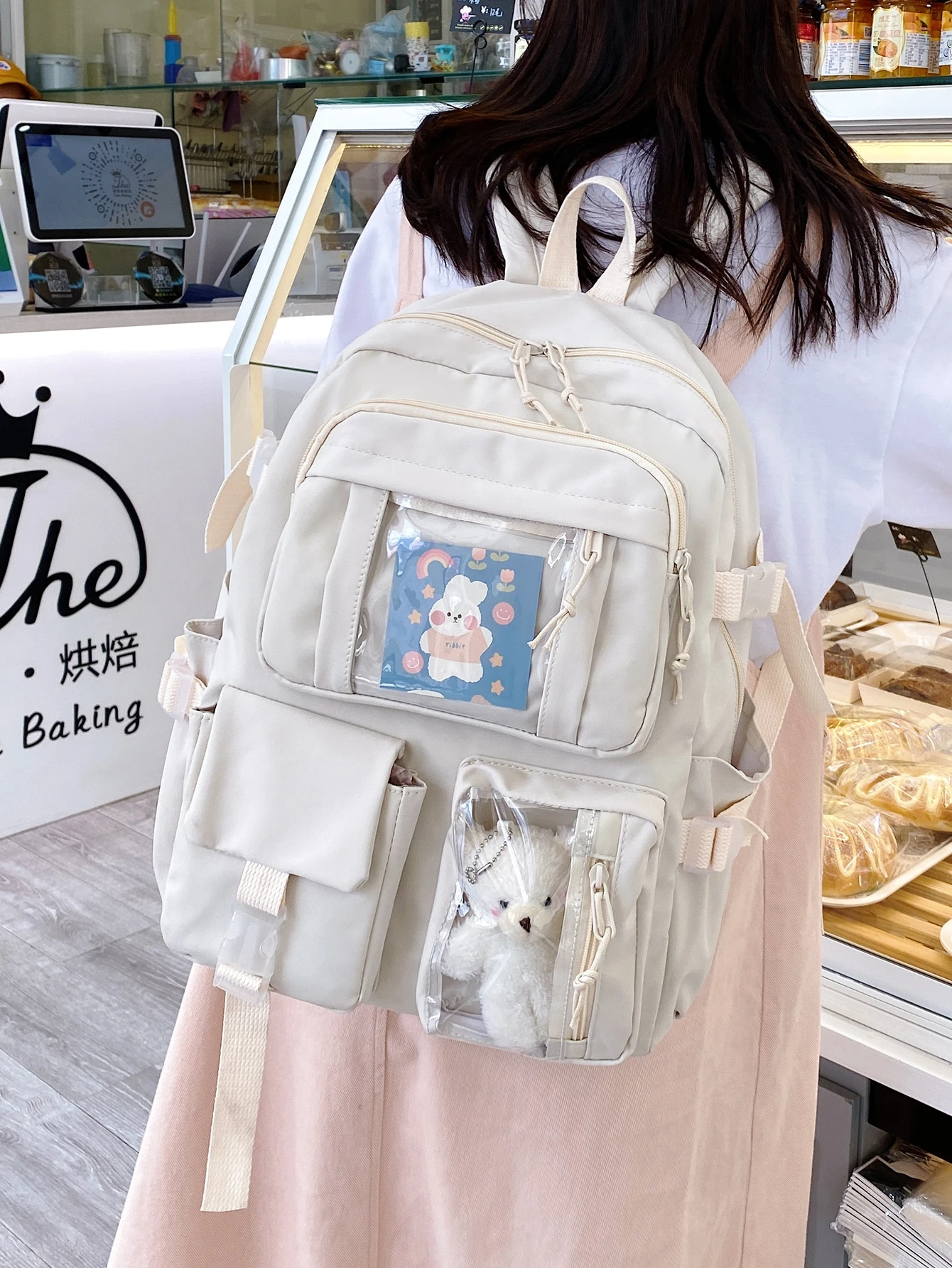 minimalist buckle decor functional backpack