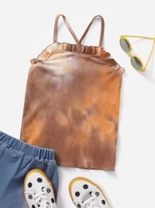 女孩紮染褶邊後背十字交叉吊帶上衣 - 彩色 - 查看 1