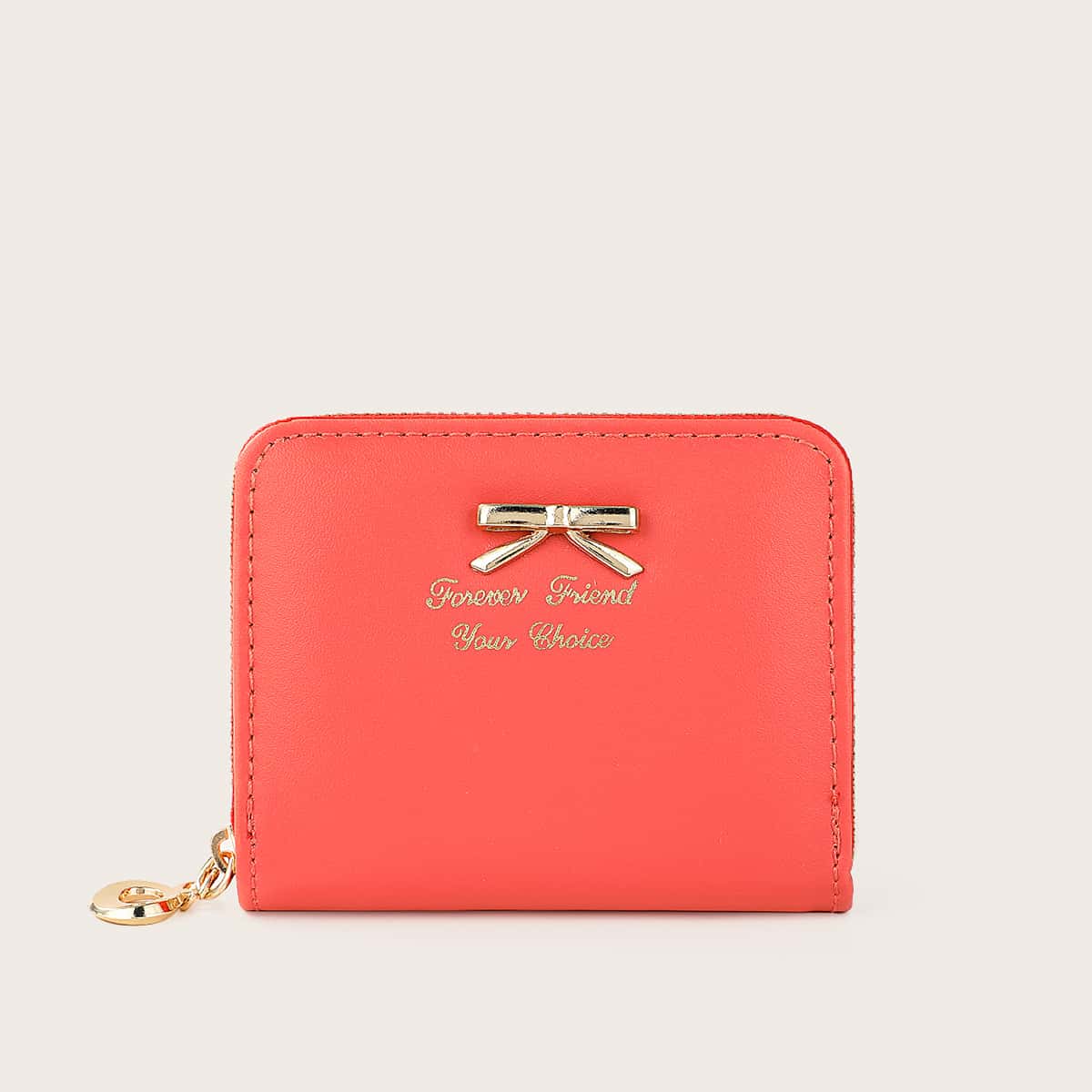 

Bow Decor Zip Around Purse, Red
