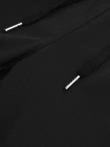 Manfinity Hypemode Loose Fit Men's Jogger Sweatpants With Slant Pockets And Drawstring Waist Long Sweat Pant Plain Black Basic
