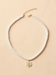 天使吊墜珍珠串珠項鍊